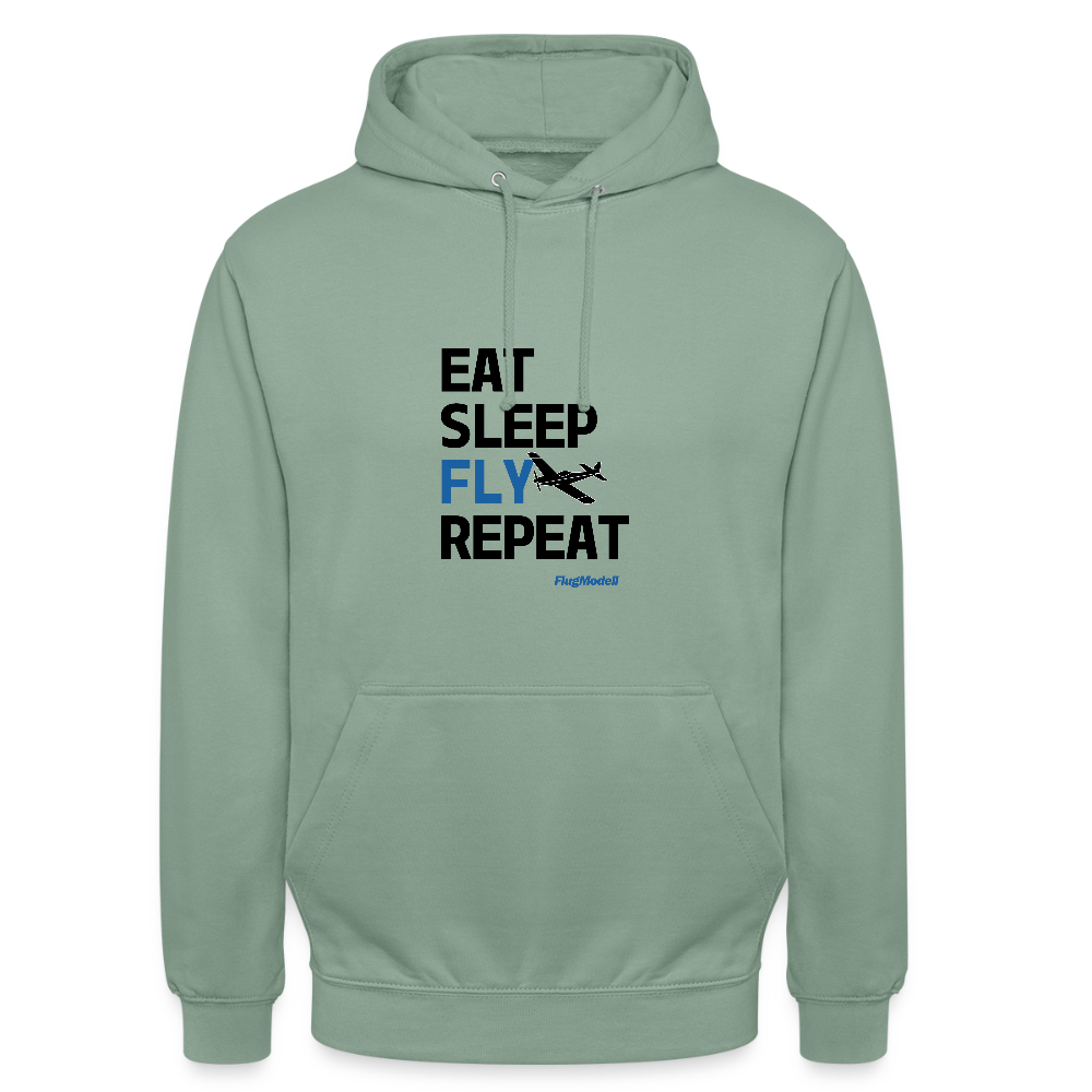 Hoodie Eat Sleep Fly Repeat hell - Graugrün