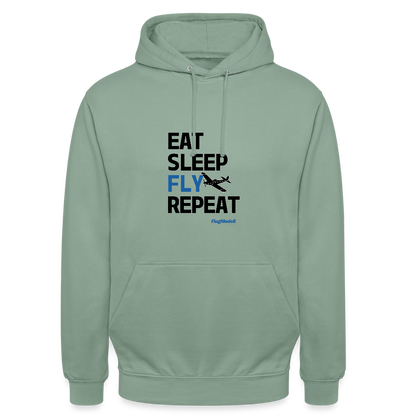Hoodie Eat Sleep Fly Repeat hell - Graugrün