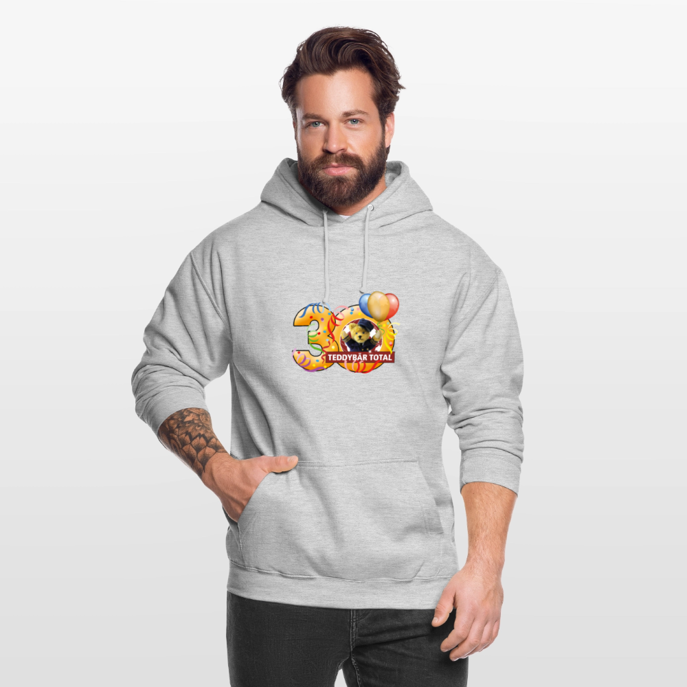 Unisex-Hoodie 30 Jahre TEDDYBÄR TOTAL groß - Hellgrau meliert
