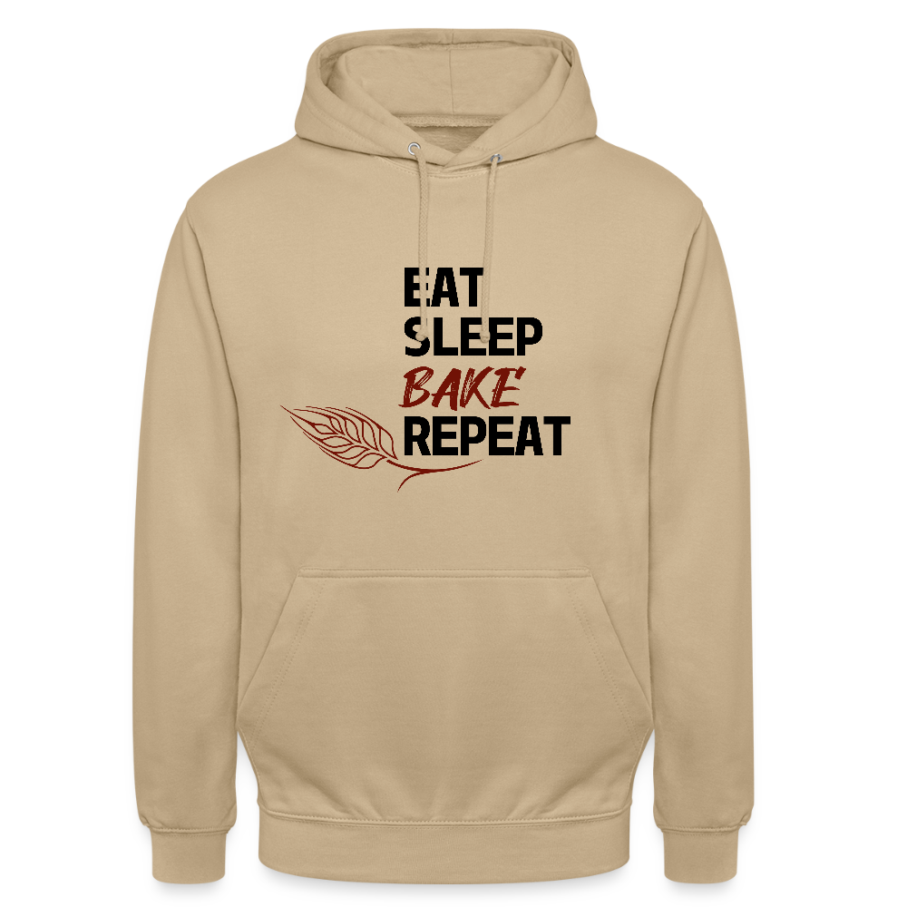 BROTHoodie Unisex Eat-Sleep-Bake-Repeat pur Brust - Beige