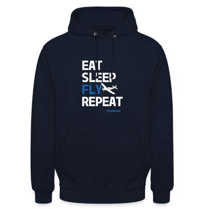 Hoodie Eat Sleep Fly Repeat dunkel - Navy