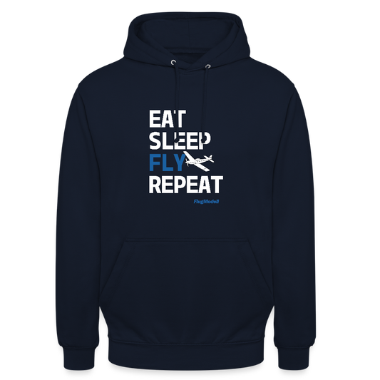 Hoodie Eat Sleep Fly Repeat dunkel - Navy