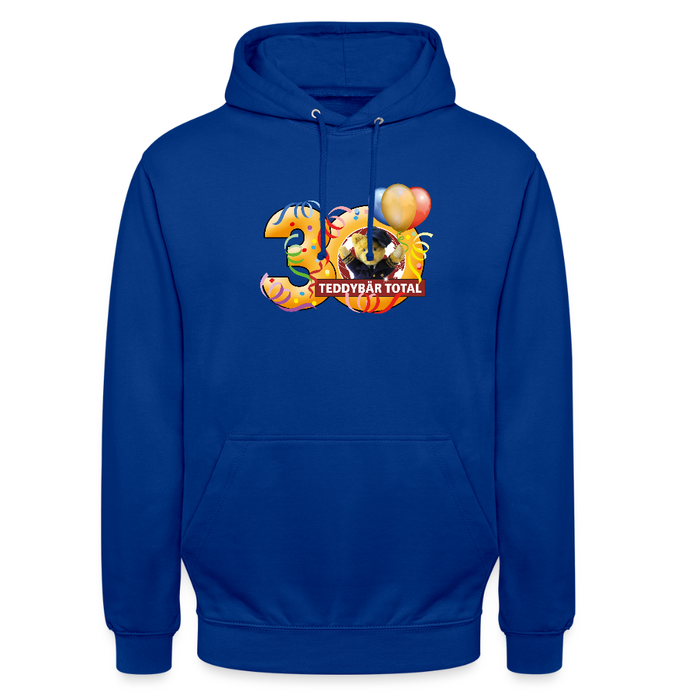 Unisex-Hoodie 30 Jahre TEDDYBÄR TOTAL groß - Royalblau