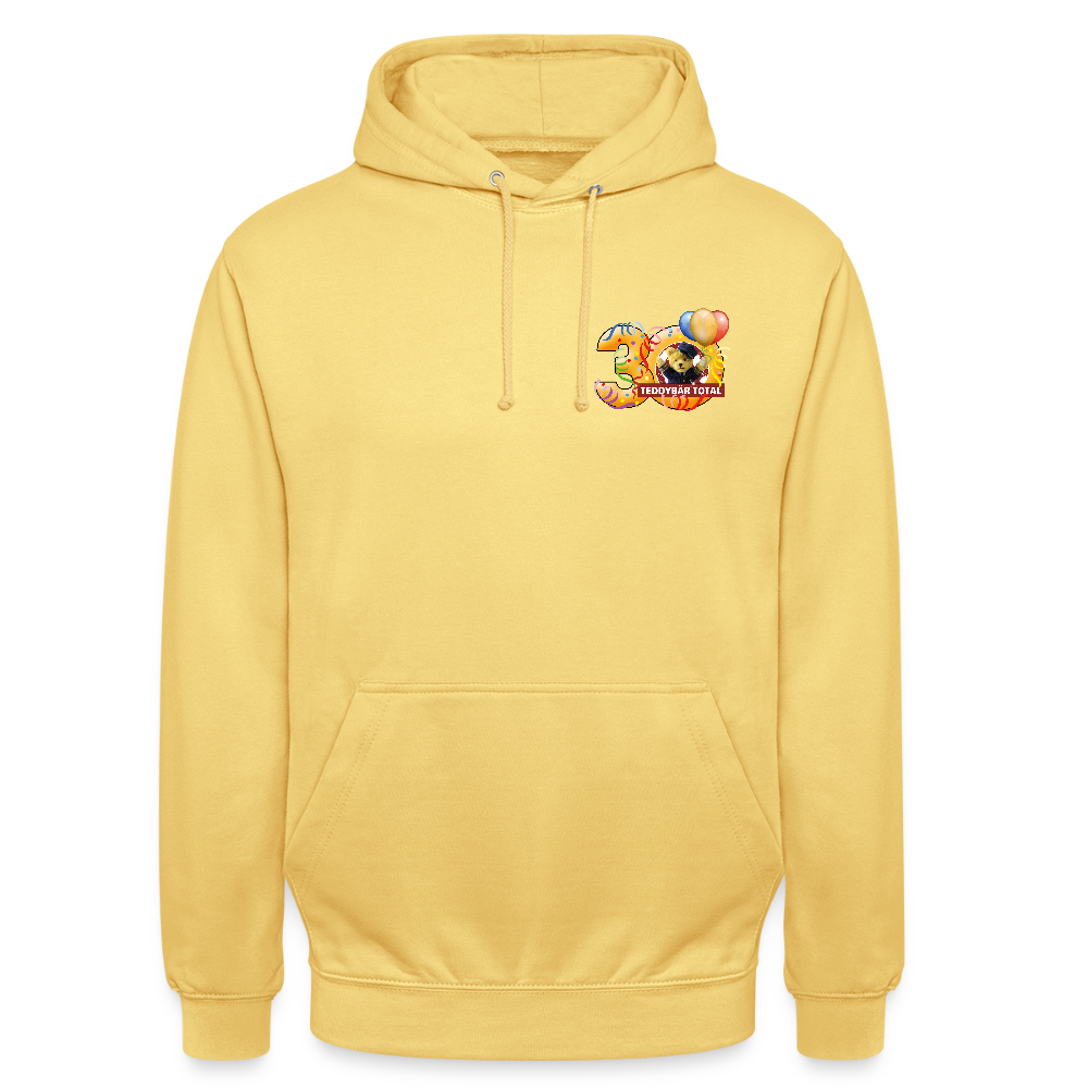 Unisex-Hoodie 30 Jahre TEDDYBÄR TOTAL klein - Zitronengelb