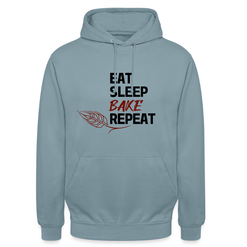 BROTHoodie Unisex Eat-Sleep-Bake-Repeat pur Brust - Nebelblau