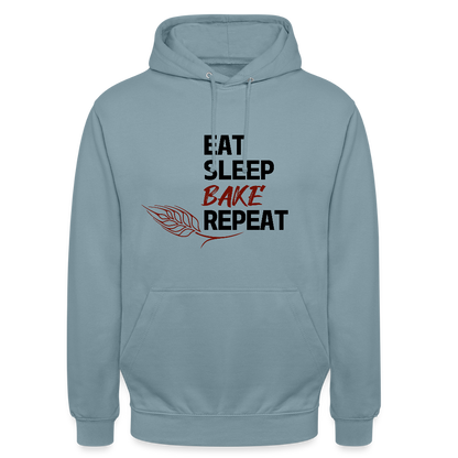BROTHoodie Unisex Eat-Sleep-Bake-Repeat pur Brust - Nebelblau