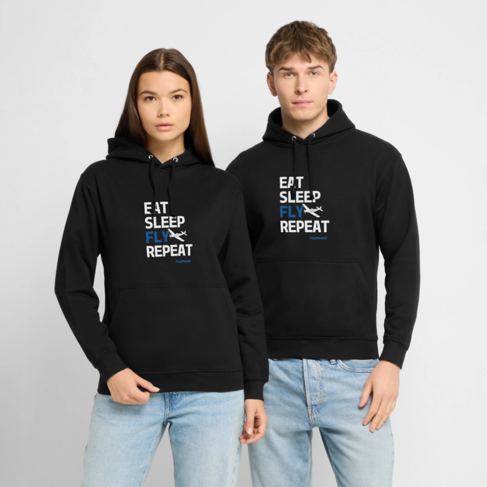 Hoodie Eat Sleep Fly Repeat dunkel - Schwarz