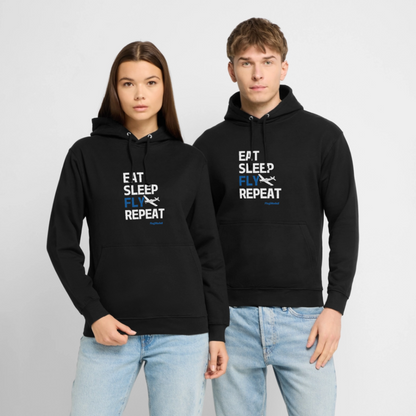 Hoodie Eat Sleep Fly Repeat dunkel - Schwarz
