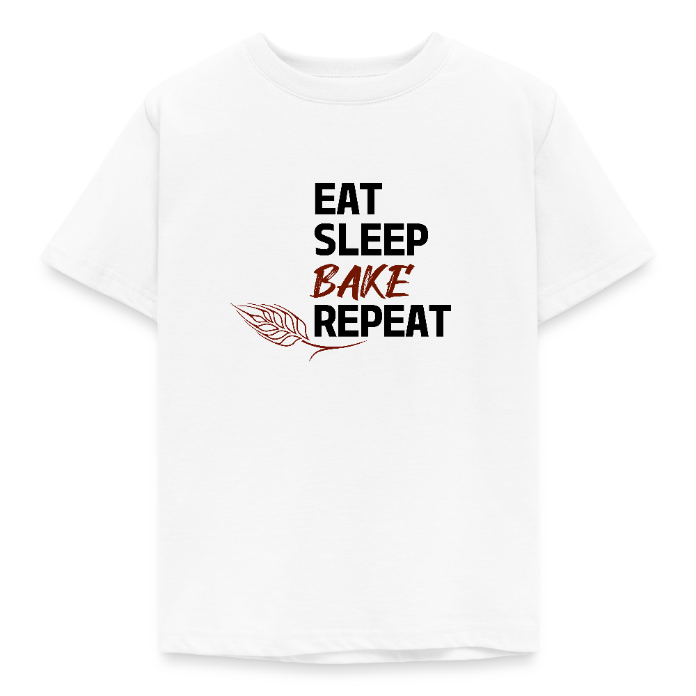 BROTShirt Kinder Eat-Sleep-Bake-Repeat - Weiß