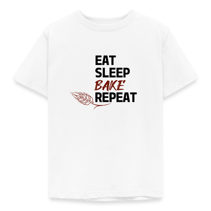 BROTShirt Kinder Eat-Sleep-Bake-Repeat - Weiß