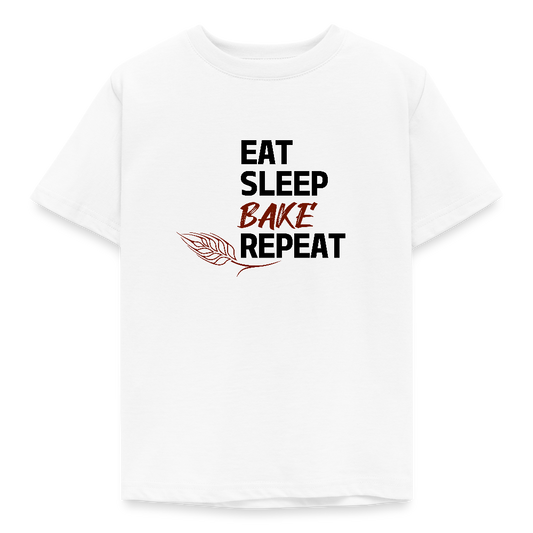 BROTShirt Kinder Eat-Sleep-Bake-Repeat - Weiß