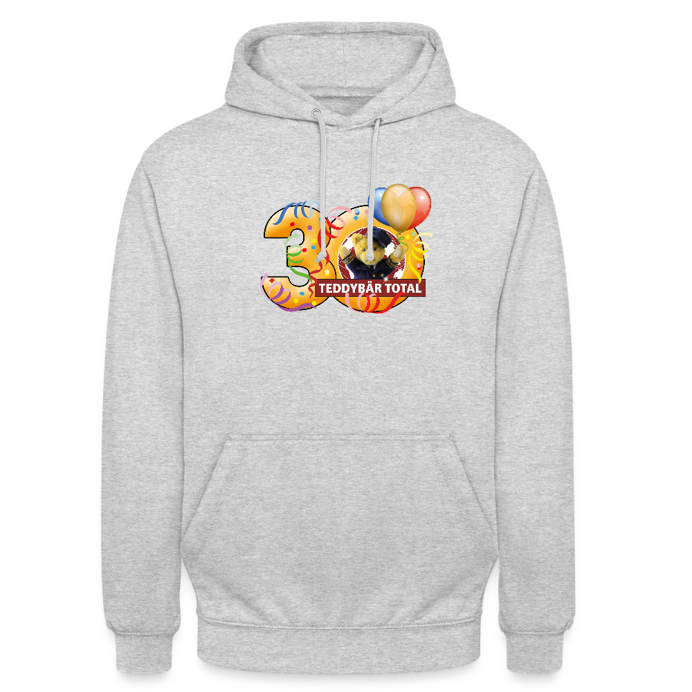 Unisex-Hoodie 30 Jahre TEDDYBÄR TOTAL groß - Hellgrau meliert