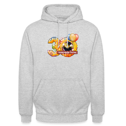 Unisex-Hoodie 30 Jahre TEDDYBÄR TOTAL groß - Hellgrau meliert