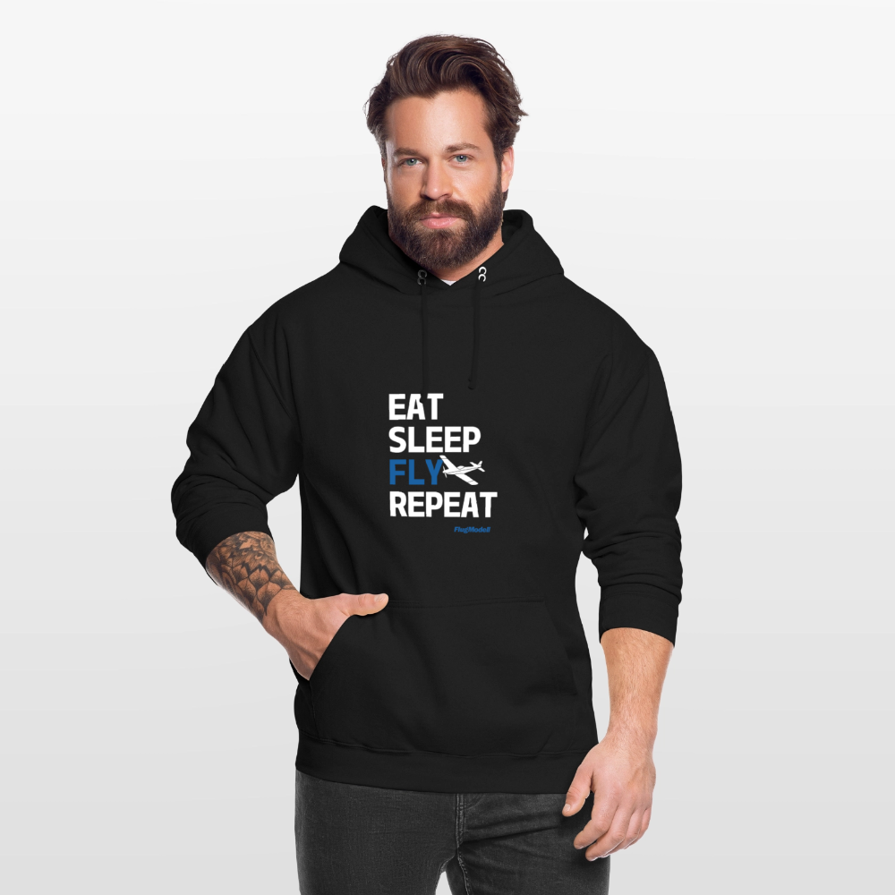 Hoodie Eat Sleep Fly Repeat dunkel - Schwarz