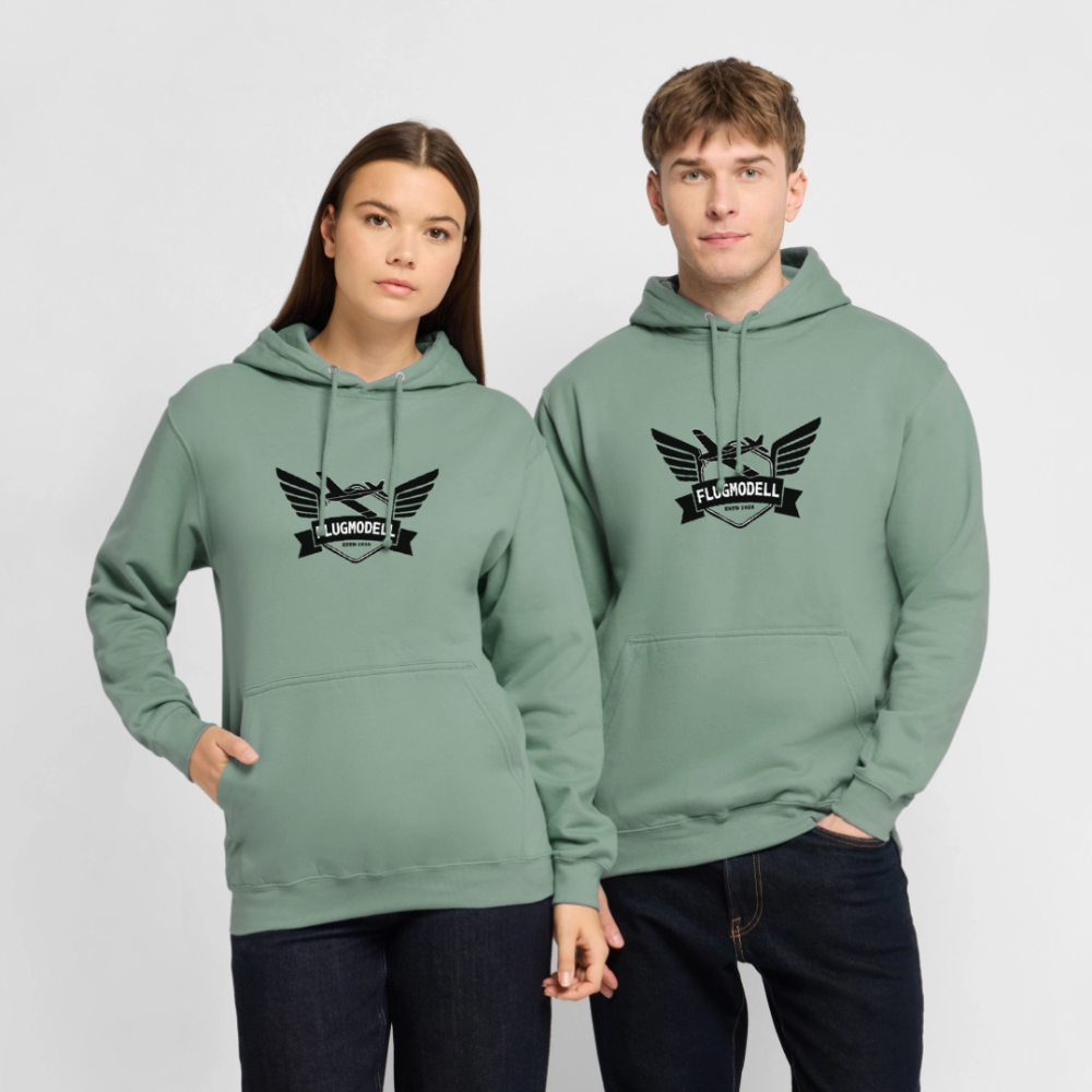 Hoodie FlugModell retro hell - Graugrün
