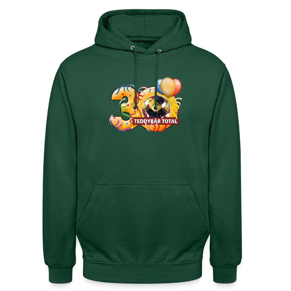 Unisex-Hoodie 30 Jahre TEDDYBÄR TOTAL groß - Flaschengrün