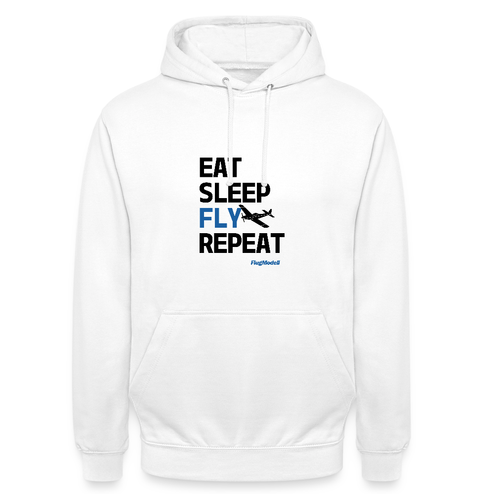Hoodie Eat Sleep Fly Repeat hell - Weiß