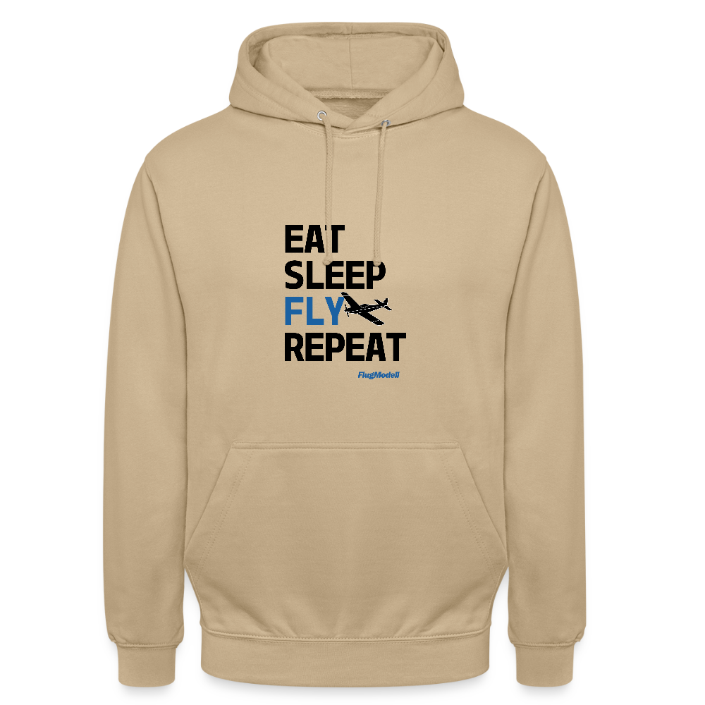 Hoodie Eat Sleep Fly Repeat hell - Beige