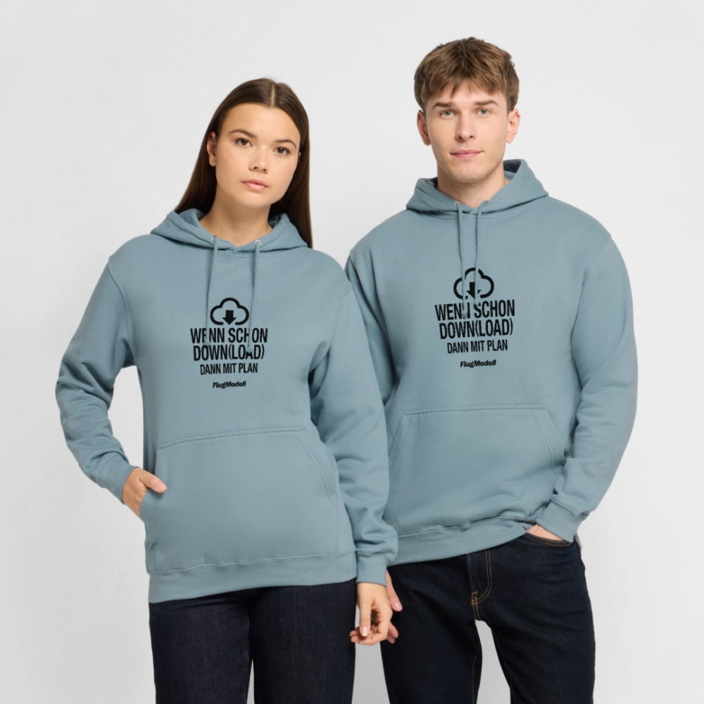 Hoodie Download mit Plan hell - Nebelblau