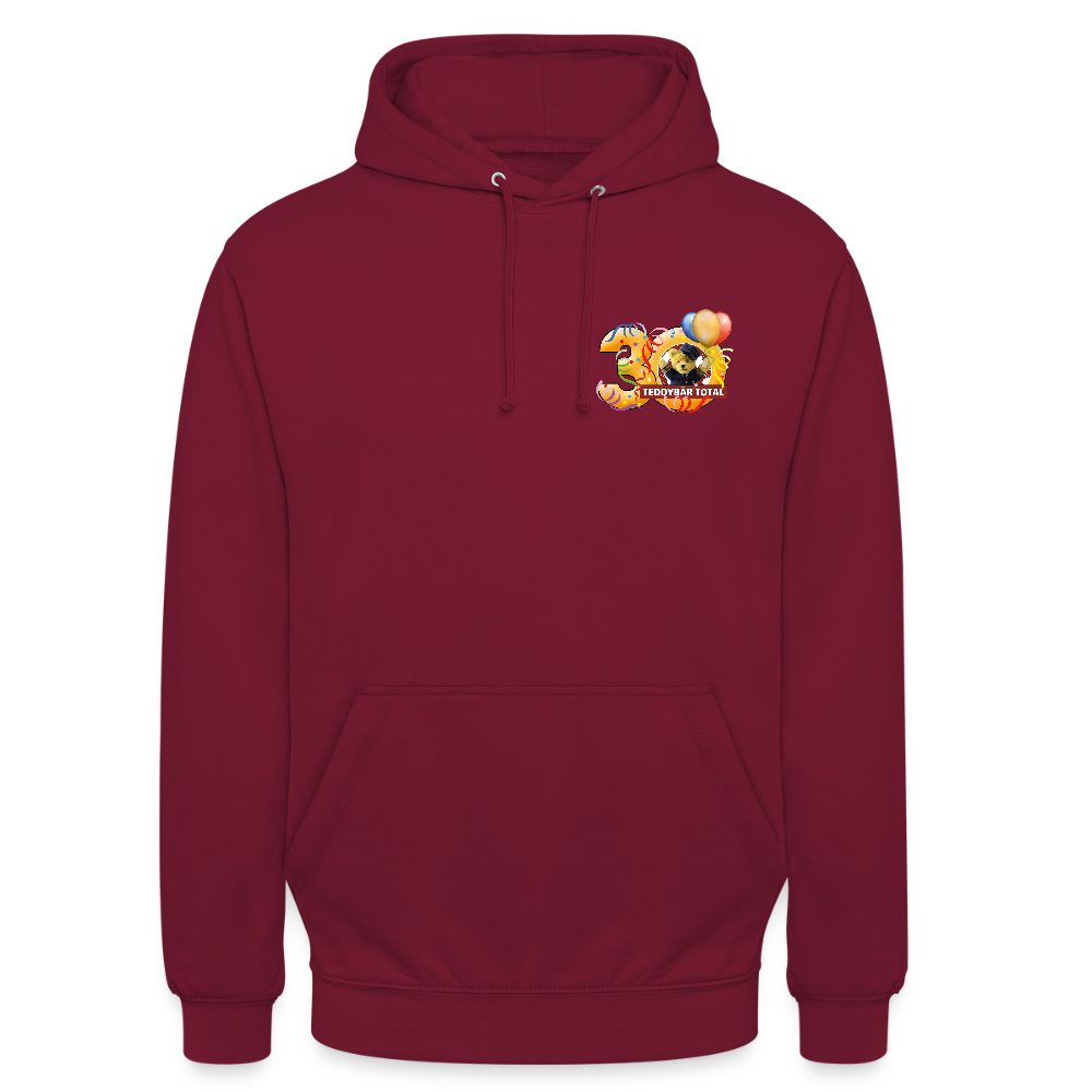 Unisex-Hoodie 30 Jahre TEDDYBÄR TOTAL klein - Bordeaux