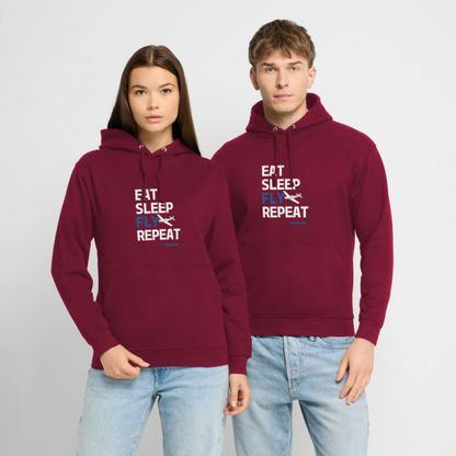 Hoodie Eat Sleep Fly Repeat dunkel - Bordeaux