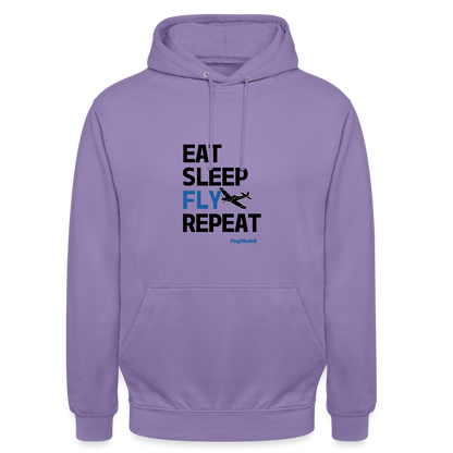 Hoodie Eat Sleep Fly Repeat hell - Lavendel