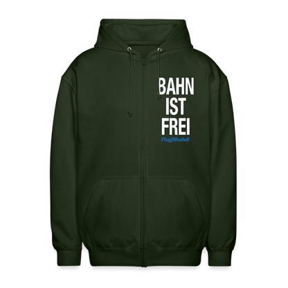 Hoodiejacke Bahn ist frei - Forstgrün 
