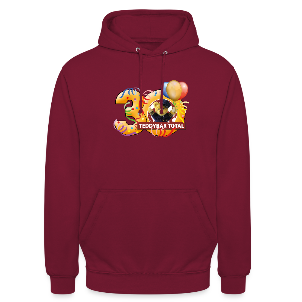 Unisex-Hoodie 30 Jahre TEDDYBÄR TOTAL groß - Bordeaux