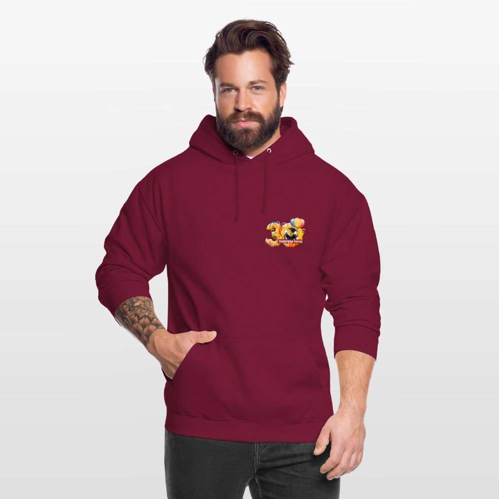 Unisex-Hoodie 30 Jahre TEDDYBÄR TOTAL klein - Bordeaux