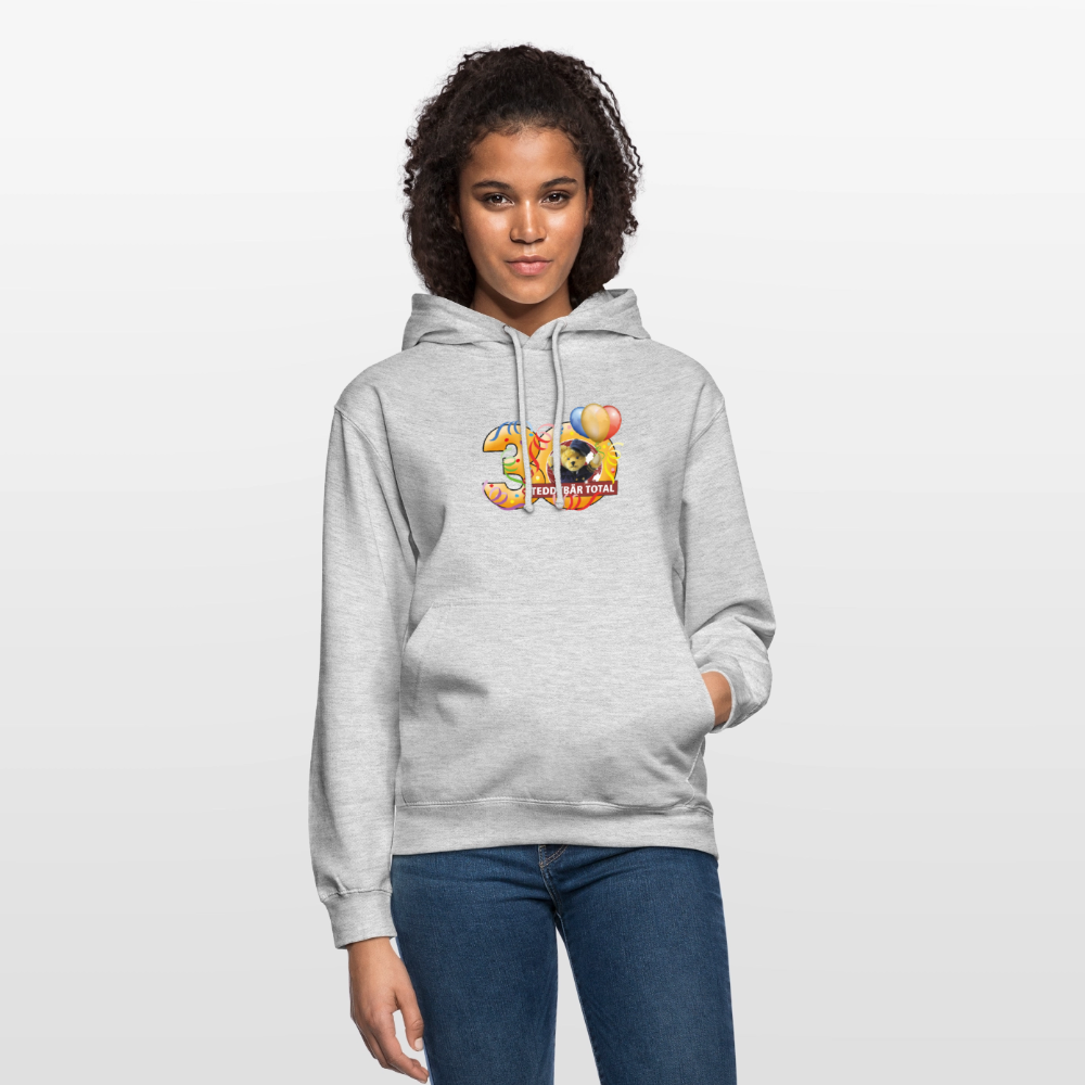 Unisex-Hoodie 30 Jahre TEDDYBÄR TOTAL groß - Hellgrau meliert