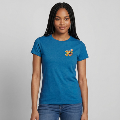Frauen-T-Shirt 30 Jahre TEDDYBÄR TOTAL klein - Antikblaues Saphir meliert