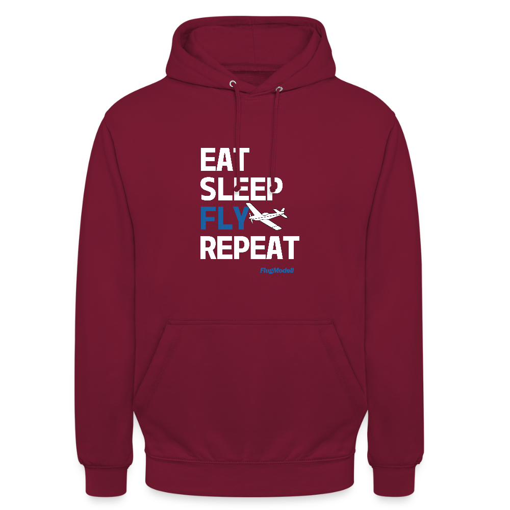 Hoodie Eat Sleep Fly Repeat dunkel - Bordeaux