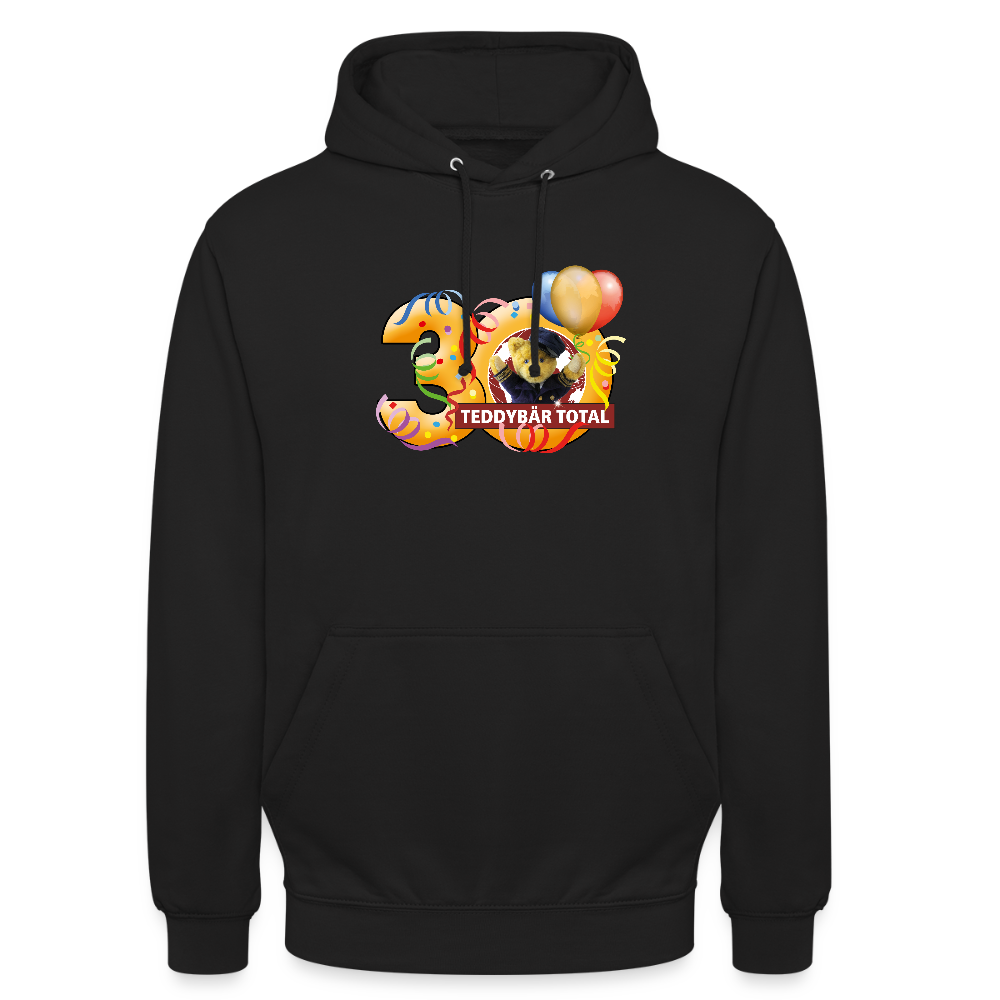 Unisex-Hoodie 30 Jahre TEDDYBÄR TOTAL groß - Schwarz