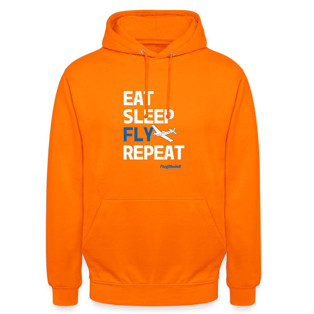 Hoodie Eat Sleep Fly Repeat dunkel - Orange