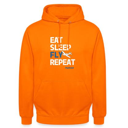 Hoodie Eat Sleep Fly Repeat dunkel - Orange