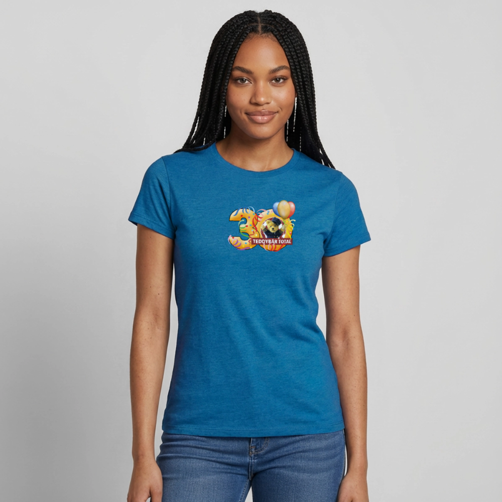 Frauen-T-Shirt 30 Jahre TEDDYBÄR TOTAL groß - Antikblaues Saphir meliert