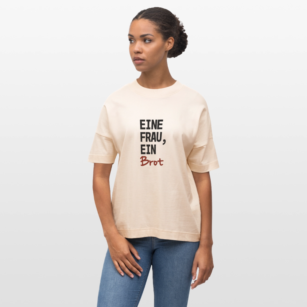 BROTShirt oversized Eine Frau, ein Brot - Weißgrau