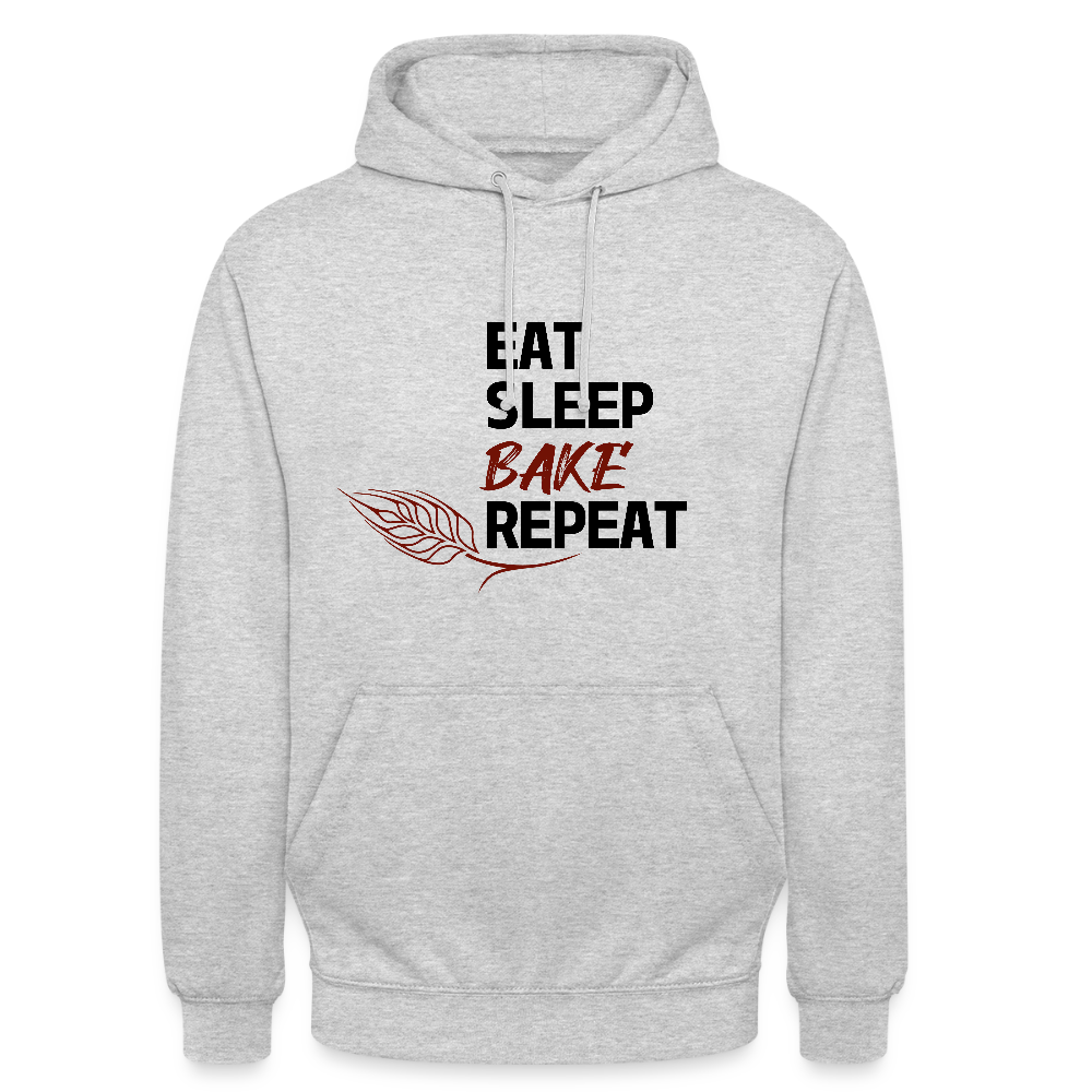 BROTHoodie Unisex Eat-Sleep-Bake-Repeat pur Brust - Hellgrau meliert