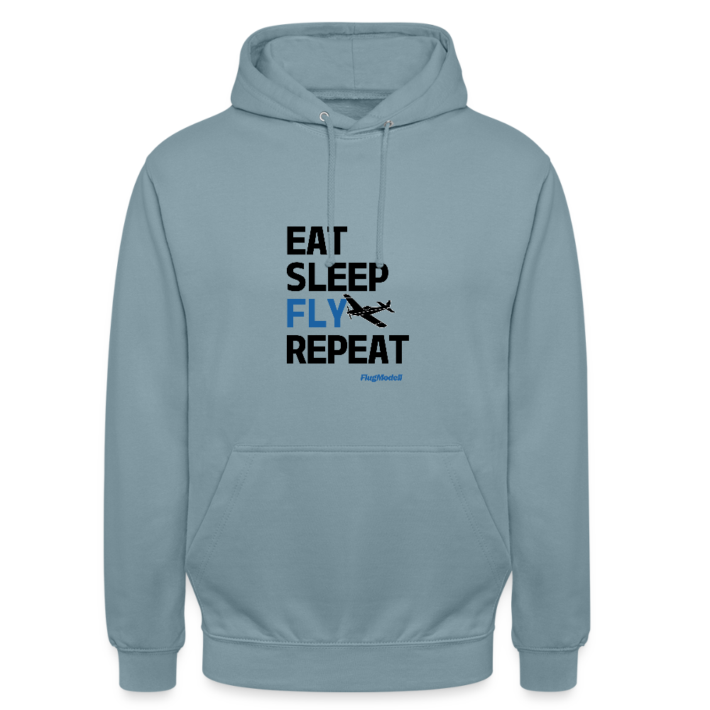 Hoodie Eat Sleep Fly Repeat hell - Nebelblau