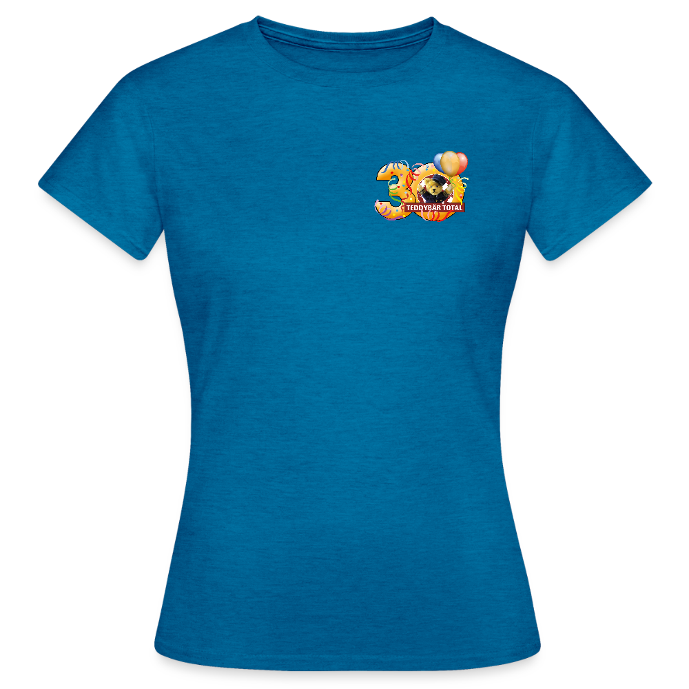 Frauen-T-Shirt 30 Jahre TEDDYBÄR TOTAL klein - Antikblaues Saphir meliert