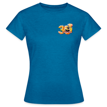 Frauen-T-Shirt 30 Jahre TEDDYBÄR TOTAL klein - Antikblaues Saphir meliert