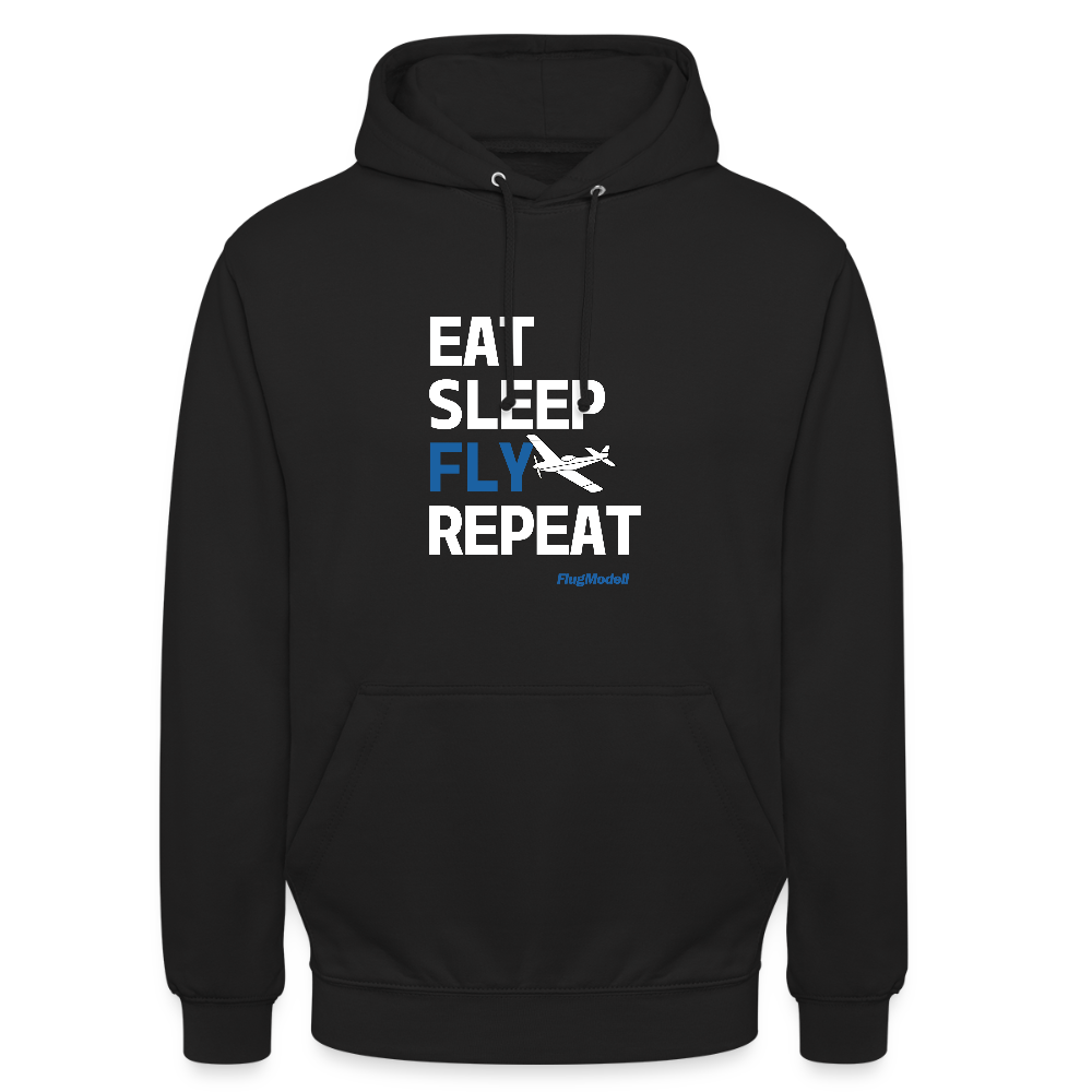 Hoodie Eat Sleep Fly Repeat dunkel - Schwarz