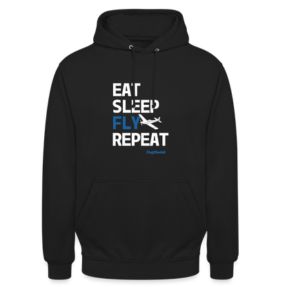 Hoodie Eat Sleep Fly Repeat dunkel - Schwarz