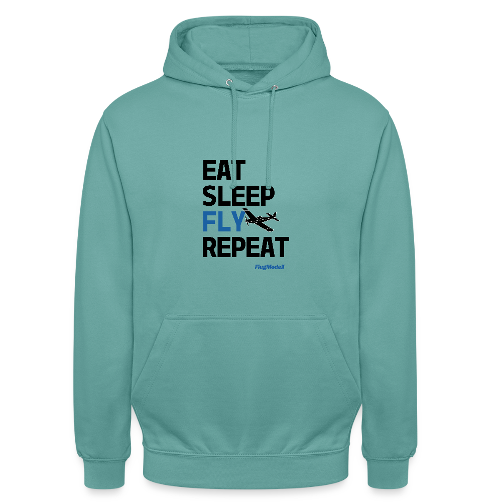 Hoodie Eat Sleep Fly Repeat hell - Pastelltürkis