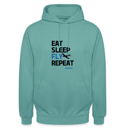 Hoodie Eat Sleep Fly Repeat hell - Pastelltürkis
