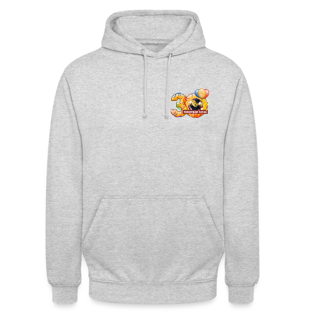 Unisex-Hoodie 30 Jahre TEDDYBÄR TOTAL klein - Hellgrau meliert