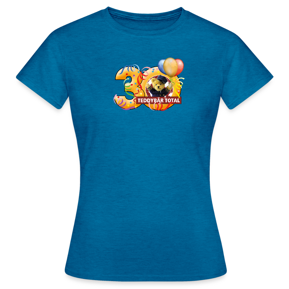 Frauen-T-Shirt 30 Jahre TEDDYBÄR TOTAL groß - Antikblaues Saphir meliert