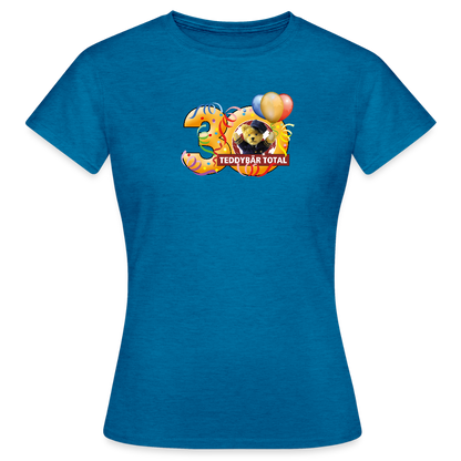 Frauen-T-Shirt 30 Jahre TEDDYBÄR TOTAL groß - Antikblaues Saphir meliert