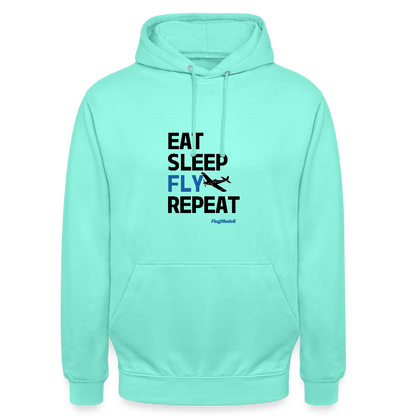 Hoodie Eat Sleep Fly Repeat hell - Mint