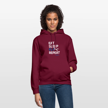 Hoodie Eat Sleep Fly Repeat dunkel - Bordeaux